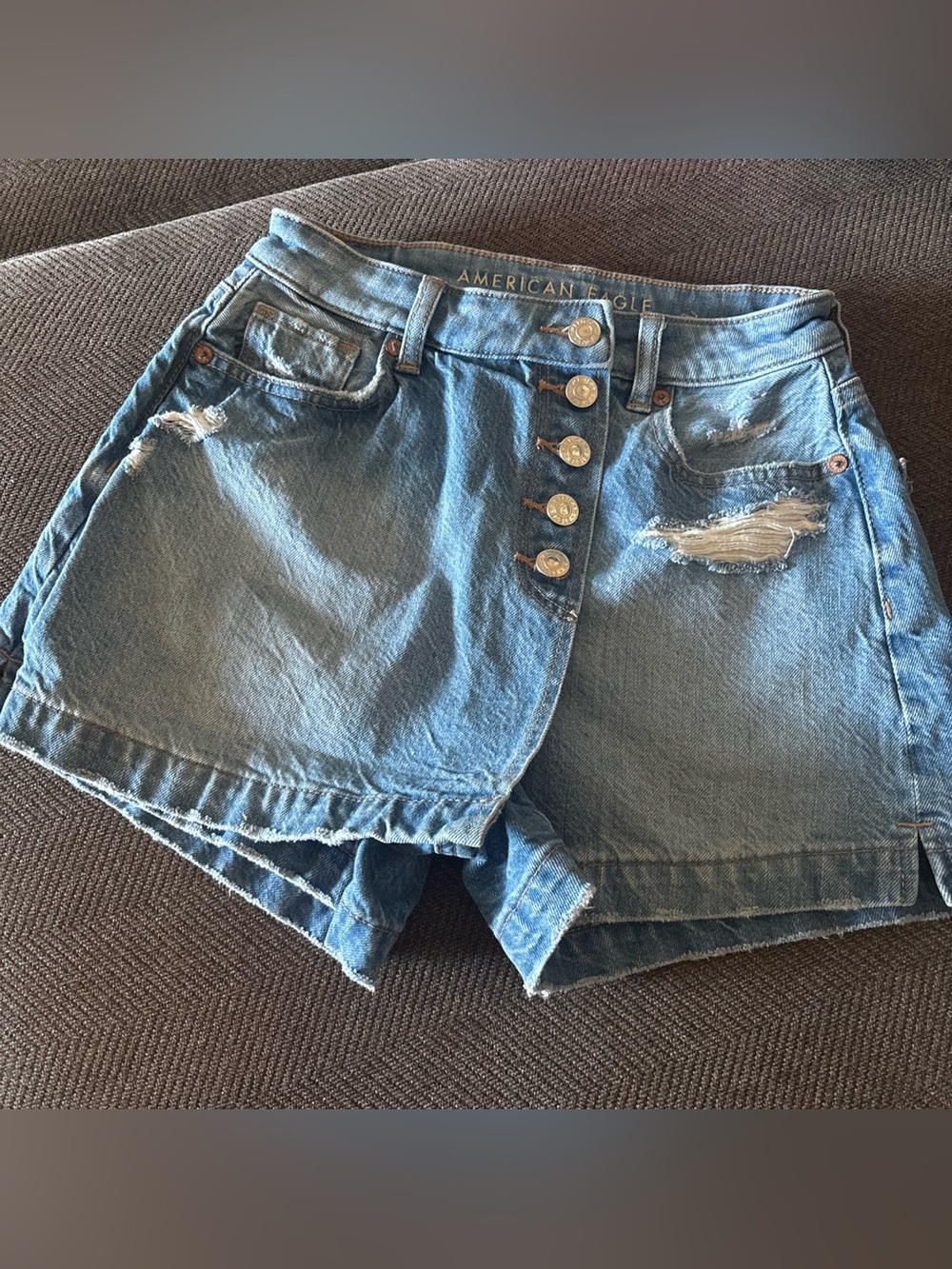 American Eagle Outfitters Women's Distressed Denim Shorts  skirt - Blue sz 00